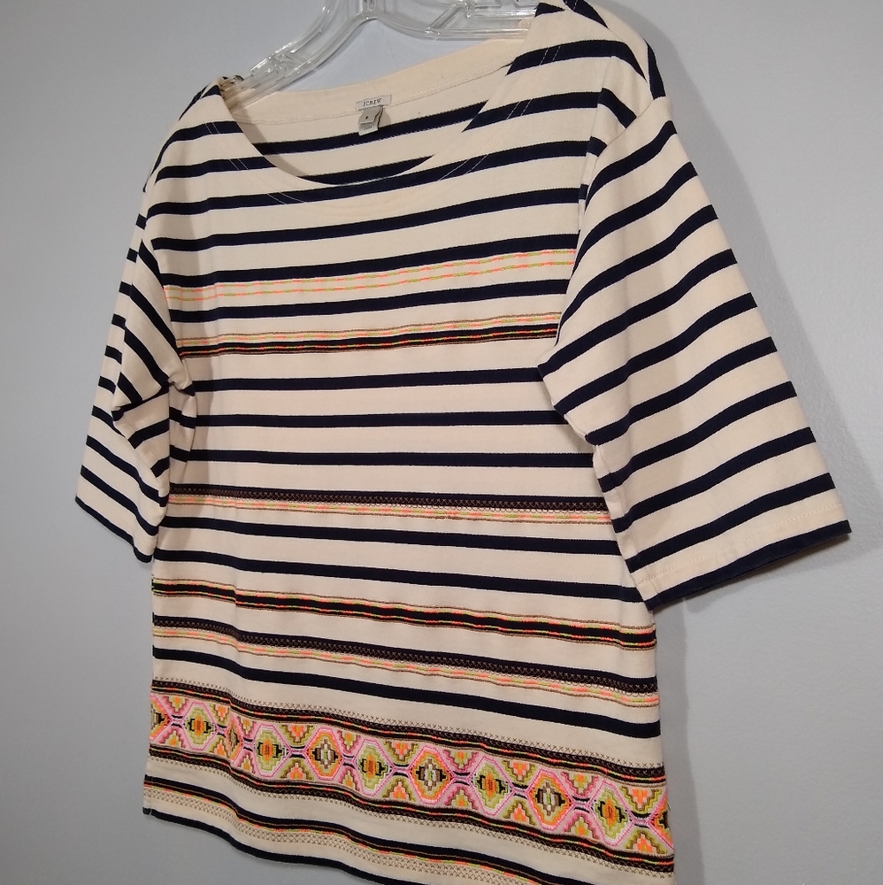 J. Crew Women's Sz. Small Aztec Embroidered Top
